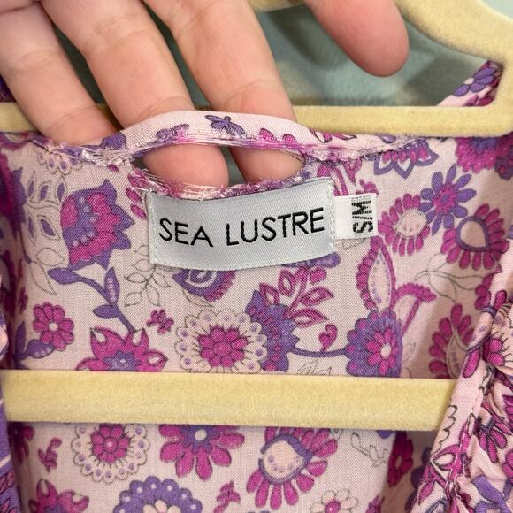 Sea Lustre Havana Maxi Wrap Dress S/M Pink Floral Ruffle Boho Cottagecore Beach - Picture 8 of 9